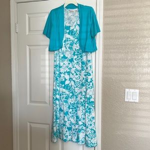 d&co. Teal Floral Dress and Jacket